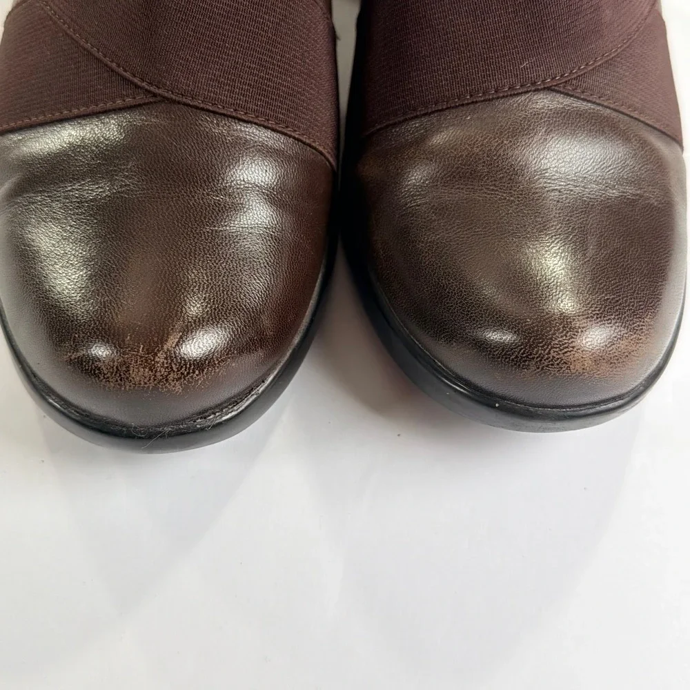 Dansko Tori Nappa Heel Pumps Womens 39.5/9-9.5 Brown‎ Leather Elastic Strap Shoe